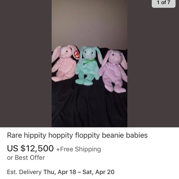 Rare 1996 Hippity Hoppity & Floppity Beanie Babies - Picture 8 of 8